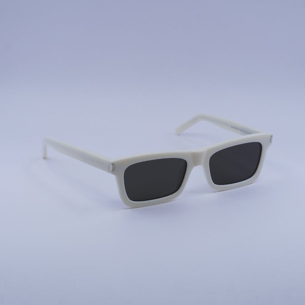 Saint Laurent SL461 BETTY 020 Sunglasses Ivory Rectangle Frame, Grey Lenses - Picture 1 of 13